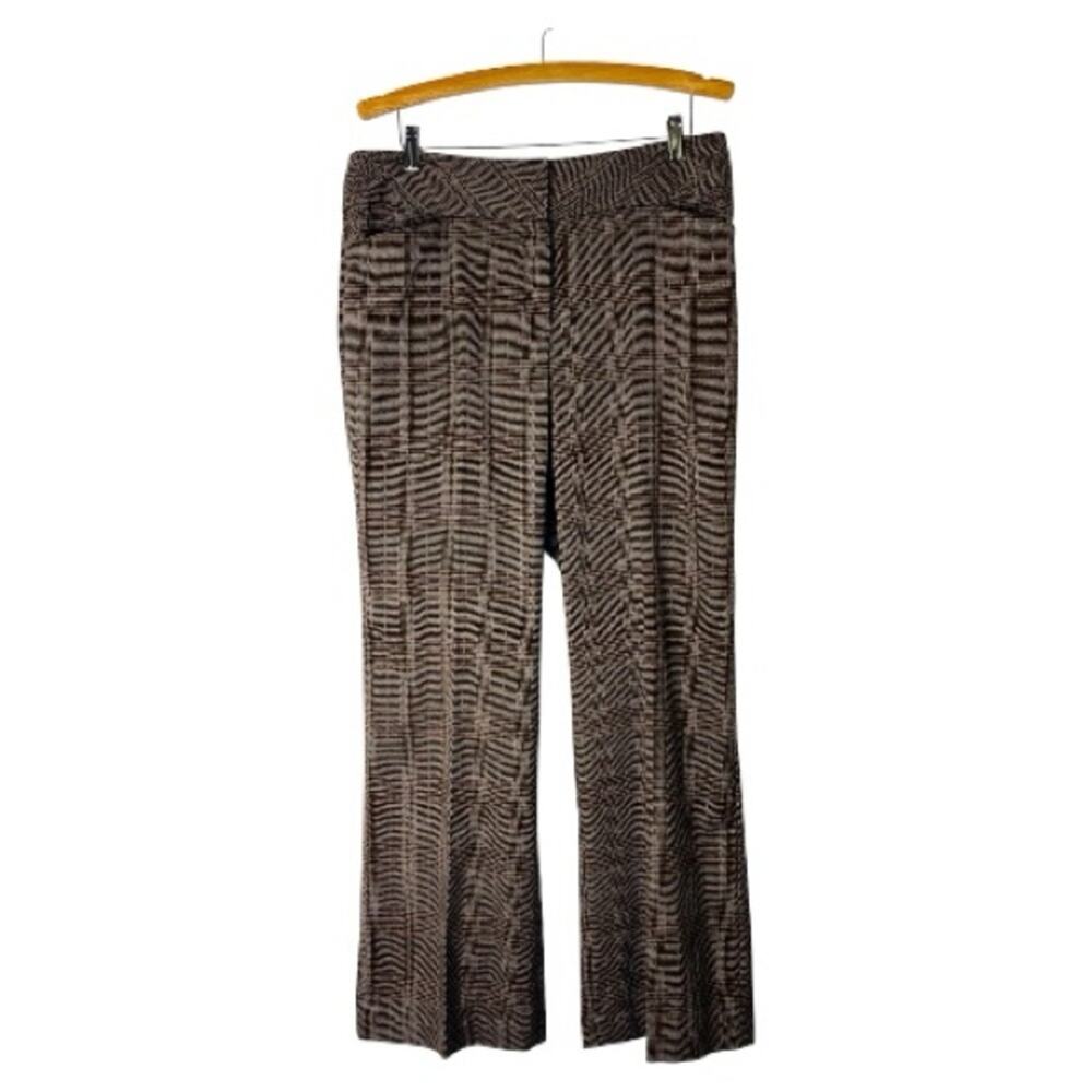 NWT Loft brown tan plaid houndstooth preppy office curvy trouser pants 12